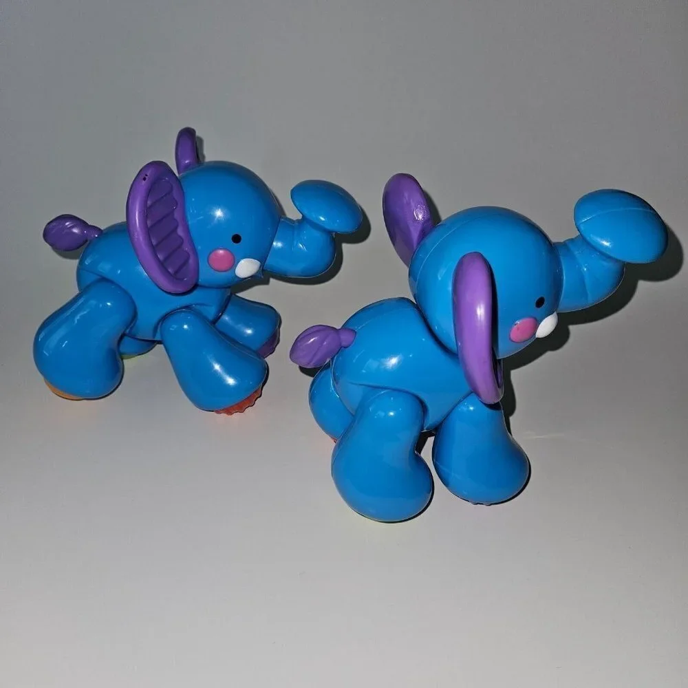 2 Fisher Price Blue Elephant Lot Amazing Animals Train Accessories Click Clack